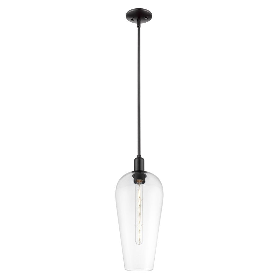 Innovations Chelsea 1Lt 8" Stem Mini Pendant, Black/Clear - 716-1S-BK-G456-8CL