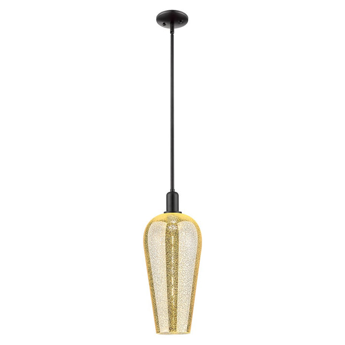 Innovations Chelsea 1Lt 8" Stem Mini Pendant, Black/Mercury - 716-1S-BK-G456-8ME