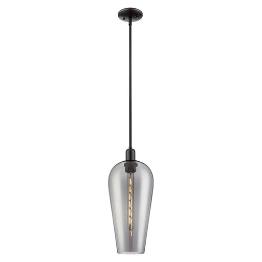 Innovations Chelsea 1Lt 8" Stem Mini Pendant, Black/Smoke - 716-1S-BK-G456-8SM