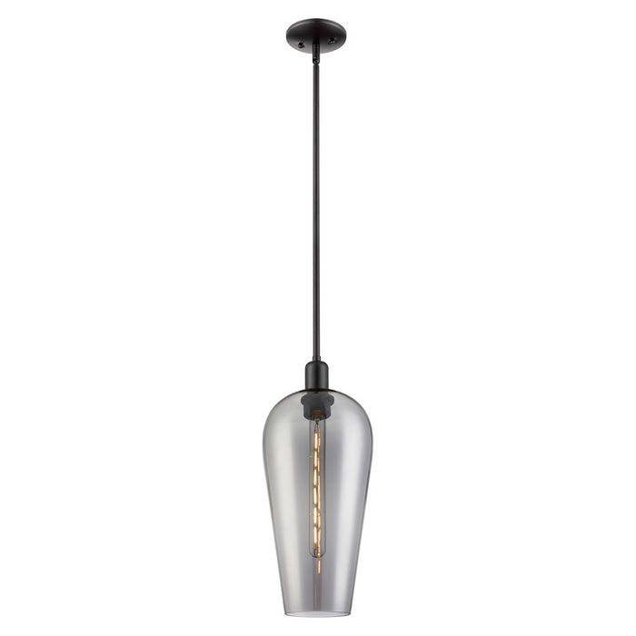 Innovations Chelsea 1Lt 8" Stem Mini Pendant, Black/Smoke - 716-1S-BK-G456-8SM