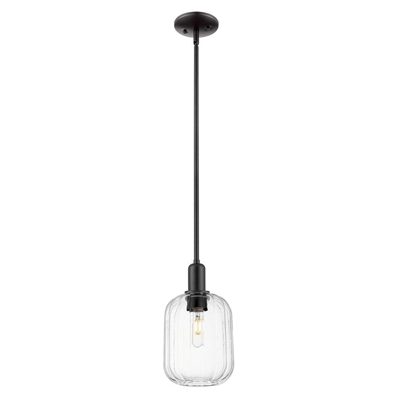 Innovations Preston 7" Jar Stem Mini Pendant, Black/Clear - 716-1S-BK-G460-7CL
