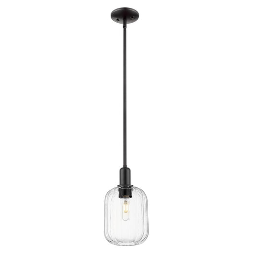 Innovations Preston 7" Jar Stem Mini Pendant, Black/Clear - 716-1S-BK-G460-7CL