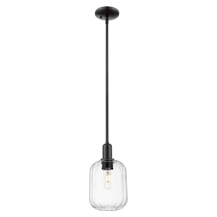 Innovations Preston 7" Jar Stem Mini Pendant, Black/Clear - 716-1S-BK-G460-7CL