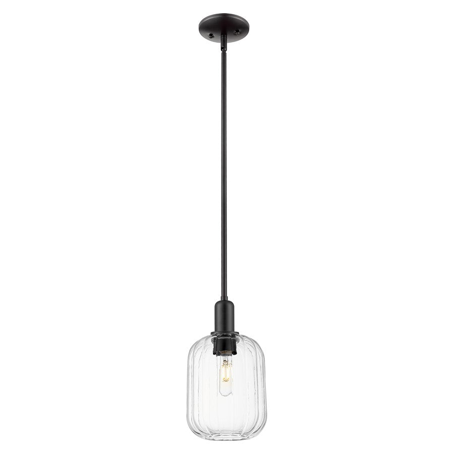 Innovations Preston 7" Jar Stem Mini Pendant, Black/Clear - 716-1S-BK-G460-7CL