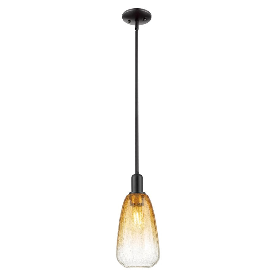 Innovations Brookhaven Almond 6" Stem Mini Pendant, BK/AM - 716-1S-BK-G480-6AM