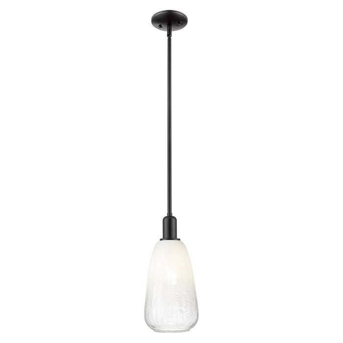 Innovations Brookhaven Almond 6" Stem Mini Pendant, BK/Opal - 716-1S-BK-G480-6OP