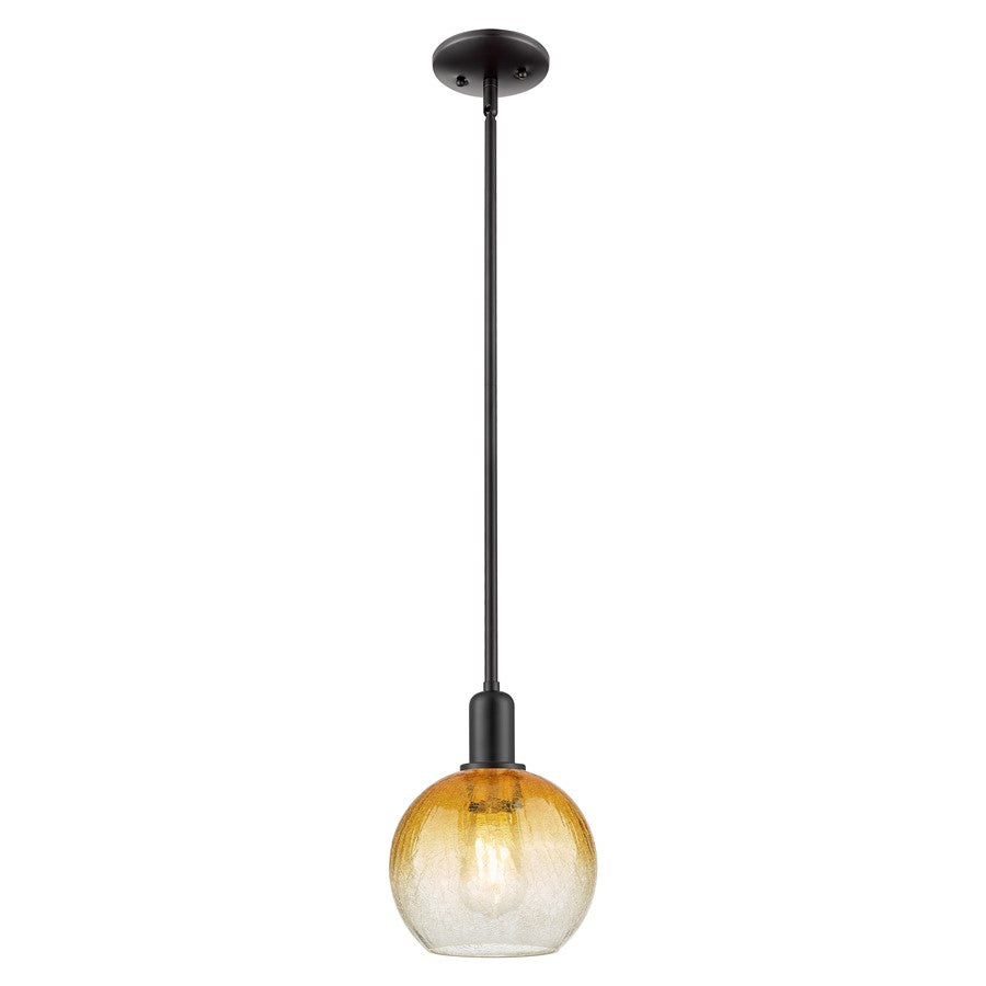 Innovations Brookhaven Globe 8" Stem Mini Pendant, BK/AM - 716-1S-BK-G483-8AM