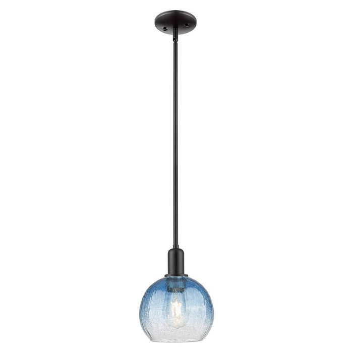 Innovations Brookhaven Globe 8" Stem Mini Pendant, BK/Blue - 716-1S-BK-G483-8SB