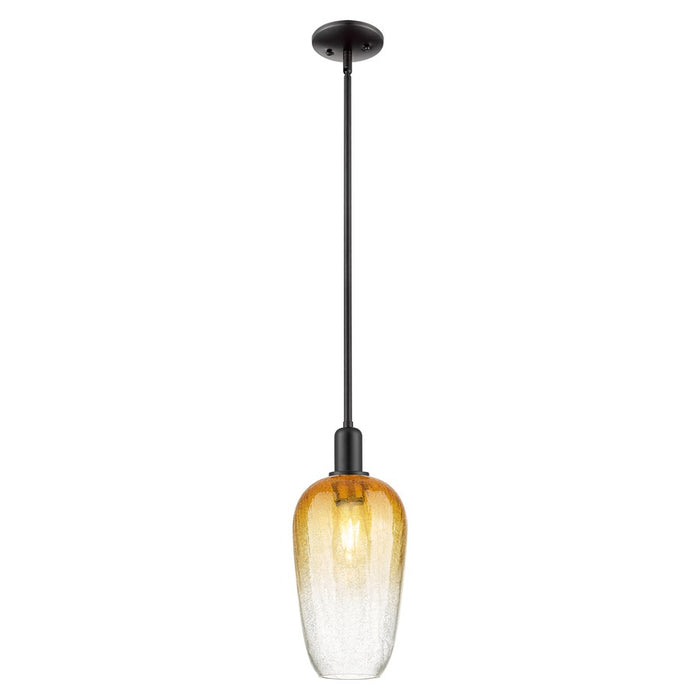 Innovations Brookhaven Flute 7" Stem Mini Pendant, BK/AM - 716-1S-BK-G484-7AM