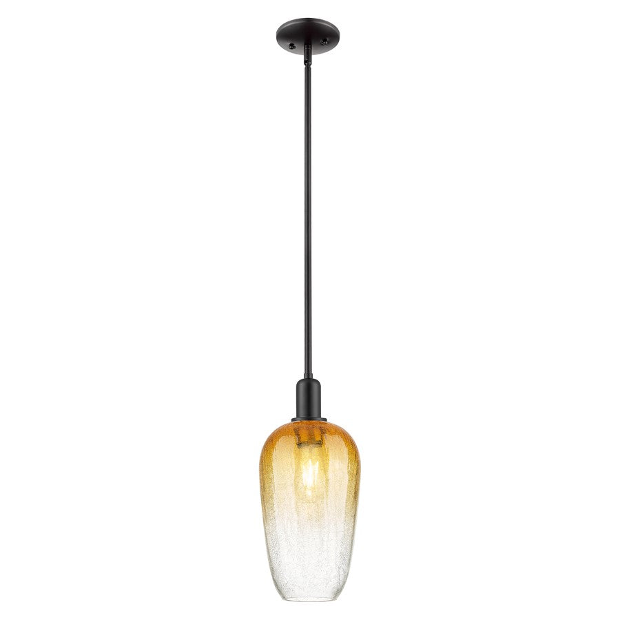 Innovations Brookhaven Flute 7" Stem Mini Pendant, BK/AM - 716-1S-BK-G484-7AM