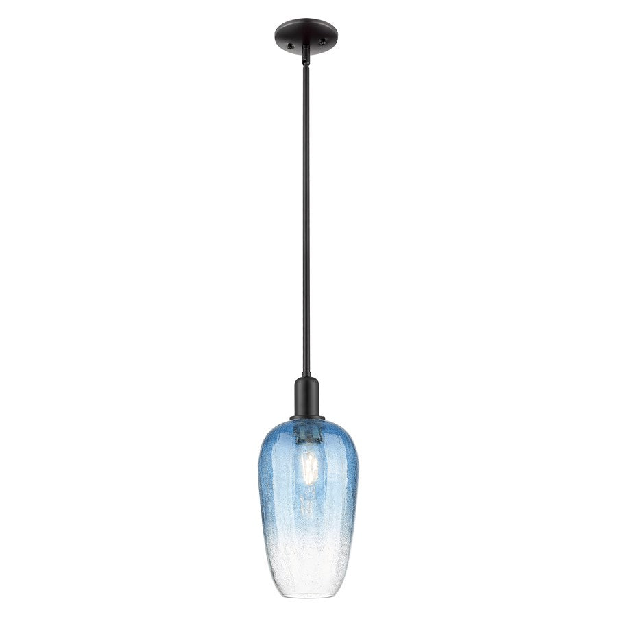 Innovations Brookhaven Flute 7" Stem Mini Pendant, BK/Blue