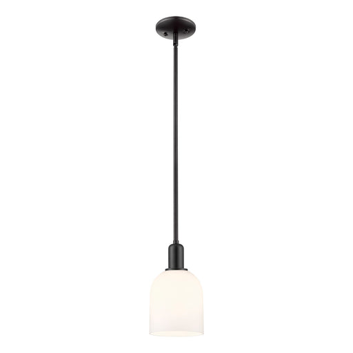 Innovations Bella 6in 1-Light Mini Pendant | Industrial Matte Black Steel and White Glass | Kitchen Island & Dining Room | Model 716-1S-BK-G558-6GWH