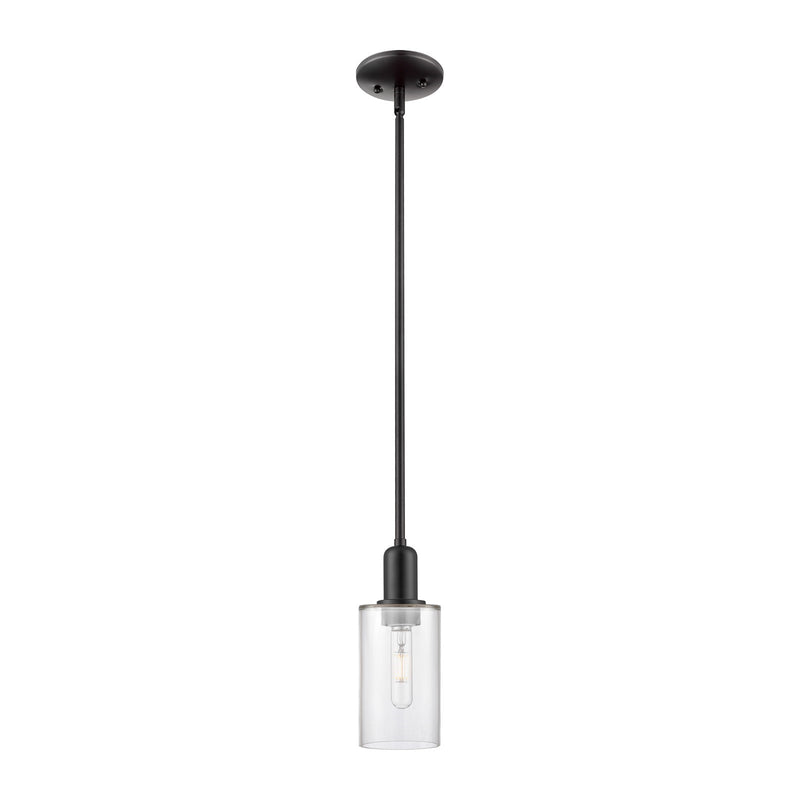 Innovations Clymer 4in 1-Light Mini Pendant | Industrial Matte Black Steel and Clear Glass | Kitchen Island | 3.88 x 3.88 x 9.5 in | Model 716-1S-BK-G802
