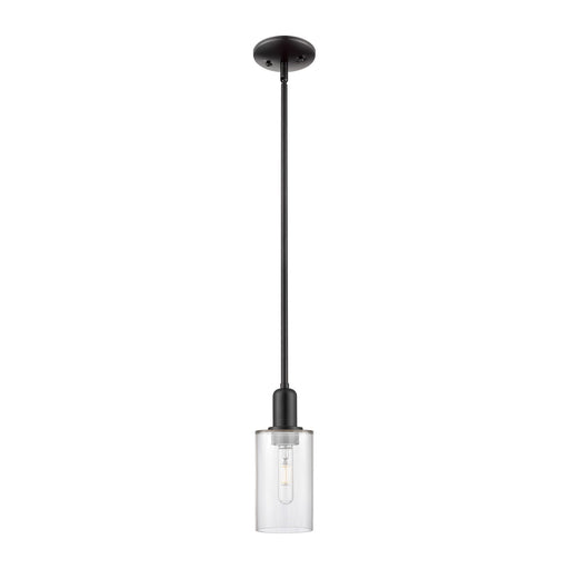 Innovations Clymer 4in 1-Light Mini Pendant | Industrial Matte Black Steel and Clear Glass | Kitchen Island | 3.88 x 3.88 x 9.5 in | Model 716-1S-BK-G802