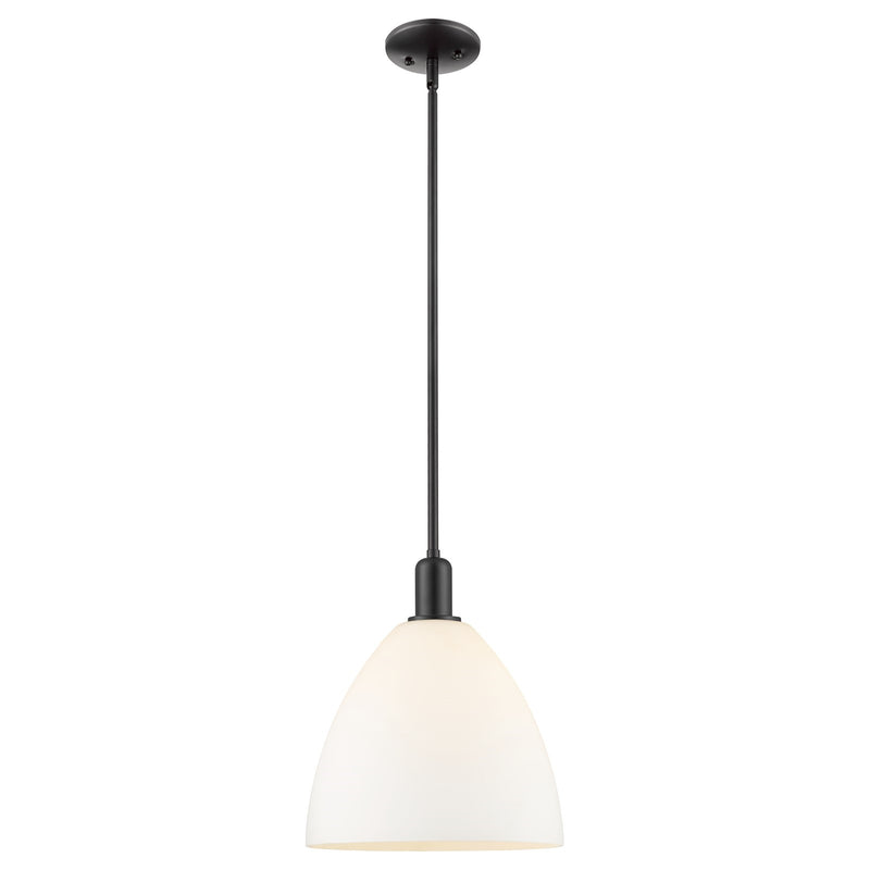 Innovations Bristol 12in 1-Light Mini Pendant | Industrial Matte Black Steel and Matte White Glass | Kitchen Island & Dining | Model 716-1S-BK-GBD-121
