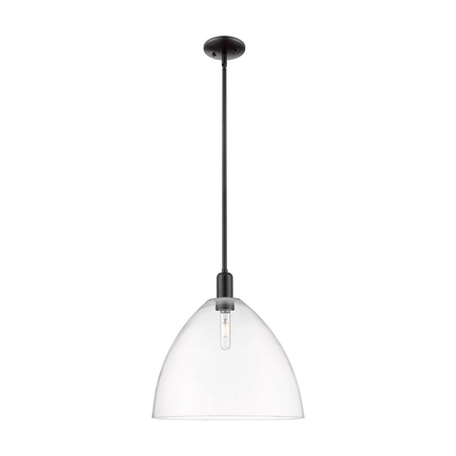 Innovations Bristol 16in 1-Light Mini Pendant | Industrial Matte Black Steel and Clear Glass | Kitchen Island & Dining Room | Model 716-1S-BK-GBD-162
