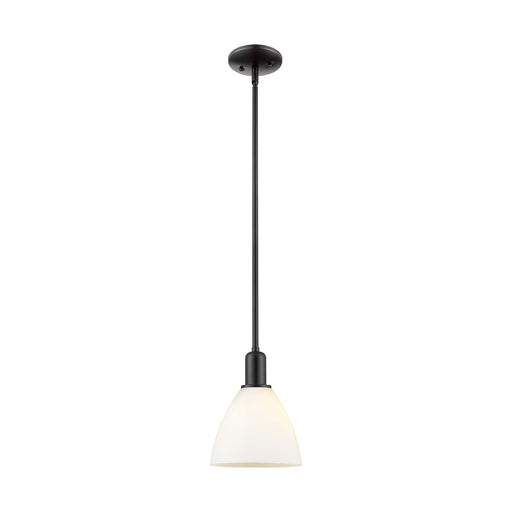 Innovations Bristol 8in 1-Light Mini Pendant | Industrial Matte Black Steel and Matte White Glass | Kitchen Island | 7.5 x 7.5 x | Model 716-1S-BK-GBD-751