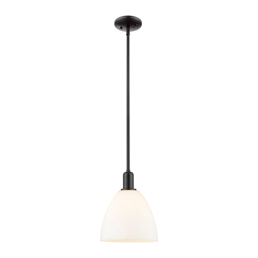 Innovations Bristol 9in 1-Light Mini Pendant | Industrial Matte Black Steel and Matte White Glass | Kitchen Island & Dining Room | Model 716-1S-BK-GBD-91