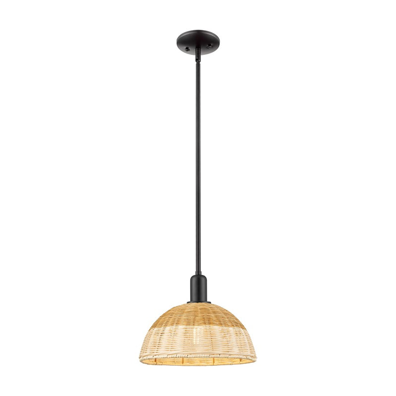 Innovations NB Dome 1Lt Stem Mini Pendant/12" BK/NF - 716-1S-BK-NBD2-12-NAT