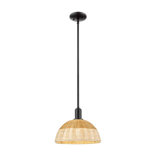 Innovations NB Dome 1Lt Stem Mini Pendant/12" BK/NF - 716-1S-BK-NBD2-12-NAT