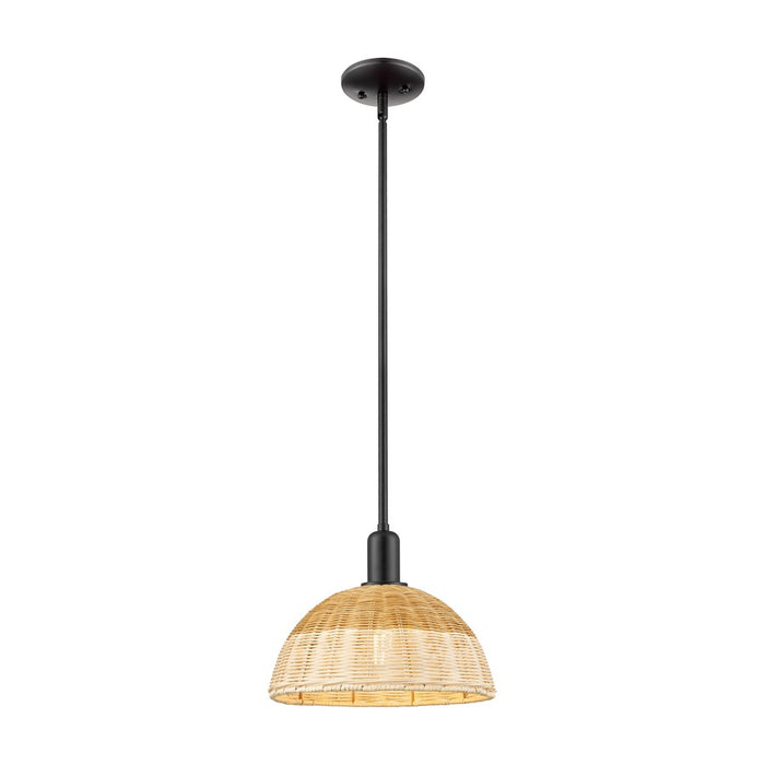 Innovations NB Dome 1Lt Stem Mini Pendant/12" BK/NF - 716-1S-BK-NBD2-12-NAT