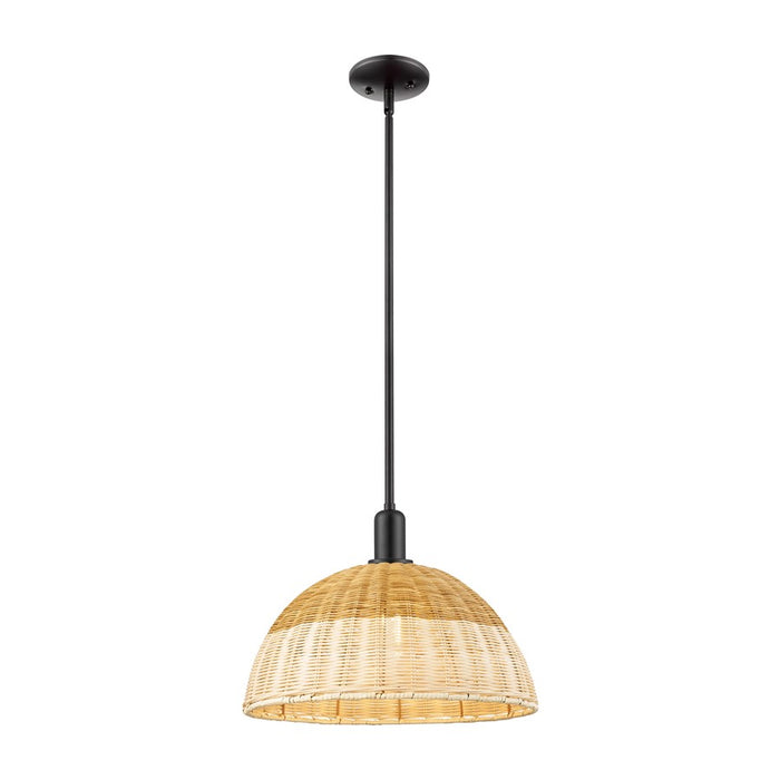 Innovations NB Dome 1Lt Stem Mini Pendant/16" BK/NF - 716-1S-BK-NBD2-16-NAT