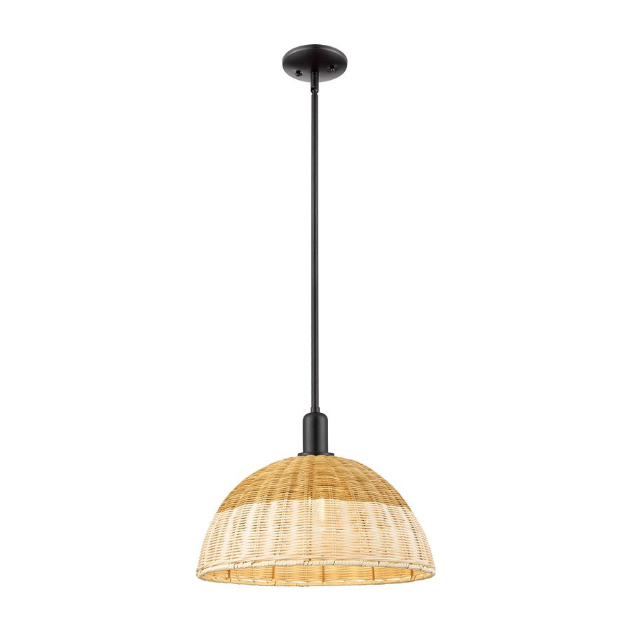 Innovations NB Dome 1Lt Stem Mini Pendant/16" BK/NF - 716-1S-BK-NBD2-16-NAT