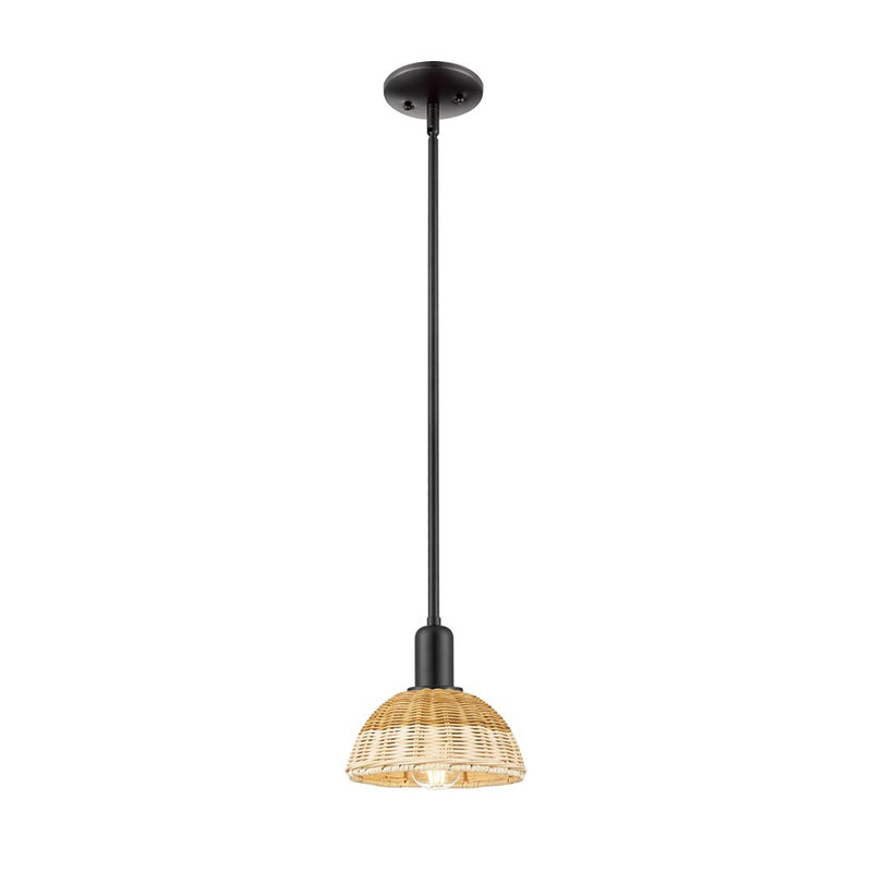 Innovations NB Dome 1Lt 8" Stem Mini Pendant/BK/NF - 716-1S-BK-NBD2-75-NAT