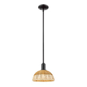 Innovations NB Dome 1Lt 9" Stem Mini Pendant, Black/Nat - 716-1S-BK-NBD2-9-NAT