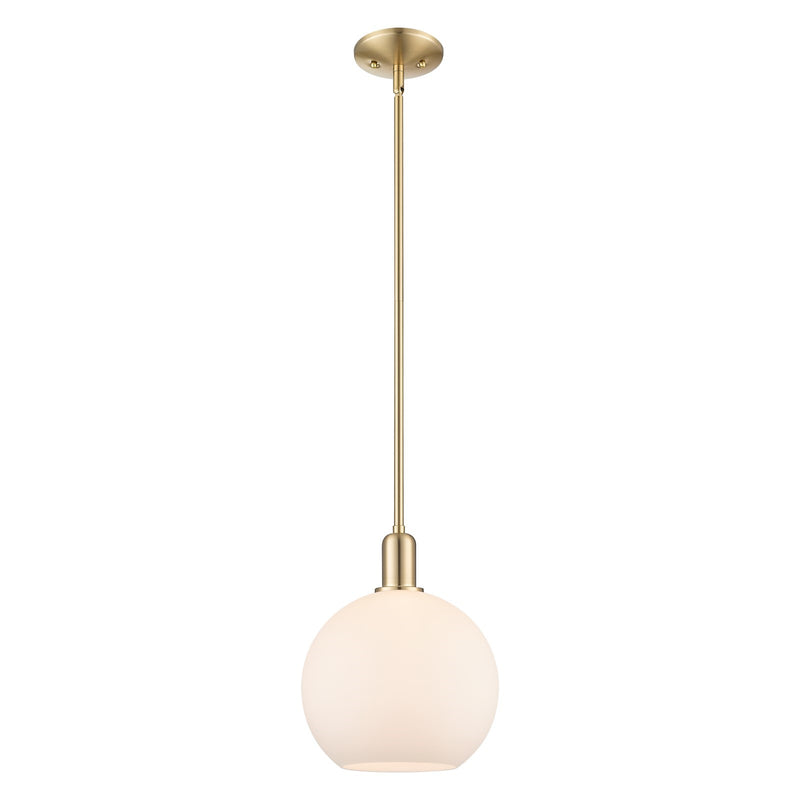 Innovations Athens 10in 1-Light Mini Pendant | Industrial Champagne Bronze Steel and Matte White Glass | Kitchen Island & Dining | Model 716-1S-CB-G121-10