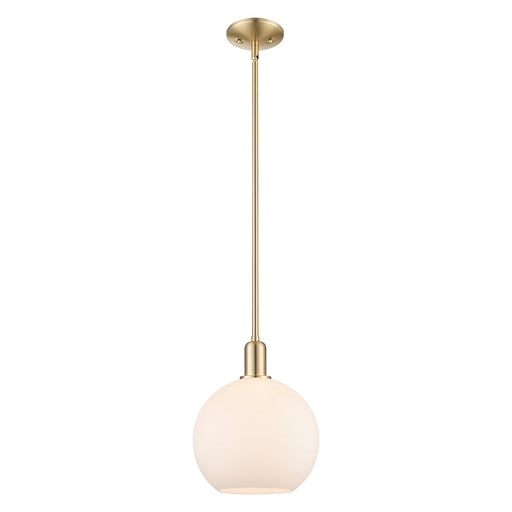 Innovations Athens 10in 1-Light Mini Pendant | Industrial Champagne Bronze Steel and Matte White Glass | Kitchen Island & Dining | Model 716-1S-CB-G121-10