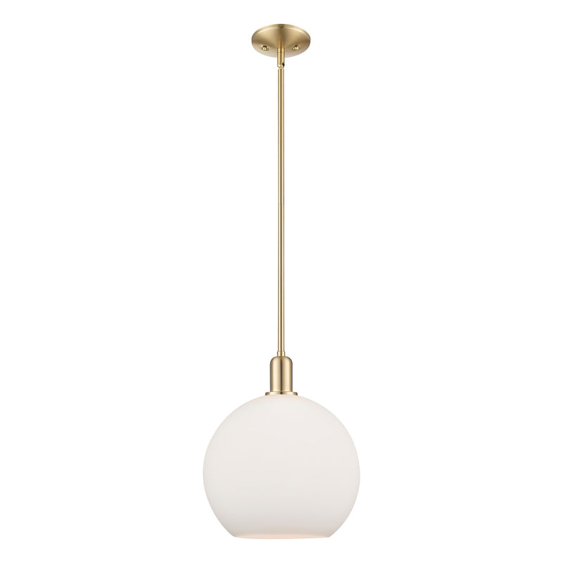 Innovations Athens 12in 1-Light Mini Pendant | Industrial Champagne Bronze Steel and Matte White Glass | Kitchen Island & Dining | Model 716-1S-CB-G121-12