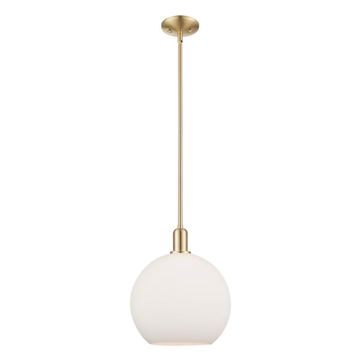 Innovations Athens 12in 1-Light Mini Pendant | Industrial Champagne Bronze Steel and Matte White Glass | Kitchen Island & Dining | Model 716-1S-CB-G121-12