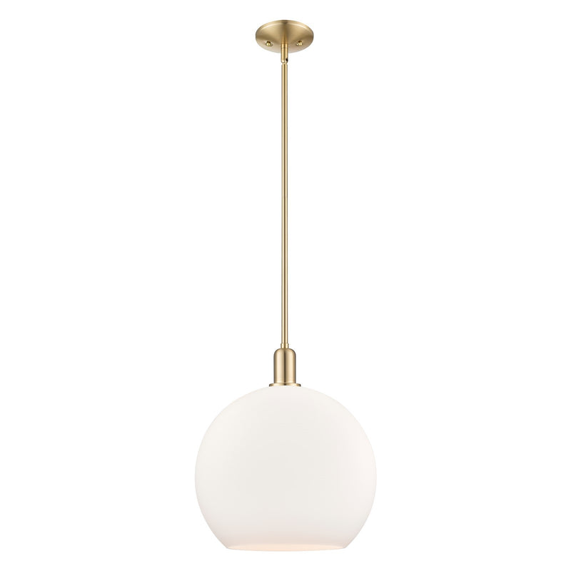 Innovations Athens 14in 1-Light Mini Pendant | Industrial Champagne Bronze Steel and Matte White Glass | Kitchen Island & Dining | Model 716-1S-CB-G121-14