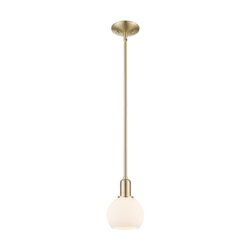 Innovations Athens 6in 1-Light Mini Pendant | Industrial Champagne Bronze Steel and Matte White Glass | Kitchen Island & Dining | Model 716-1S-CB-G121-6