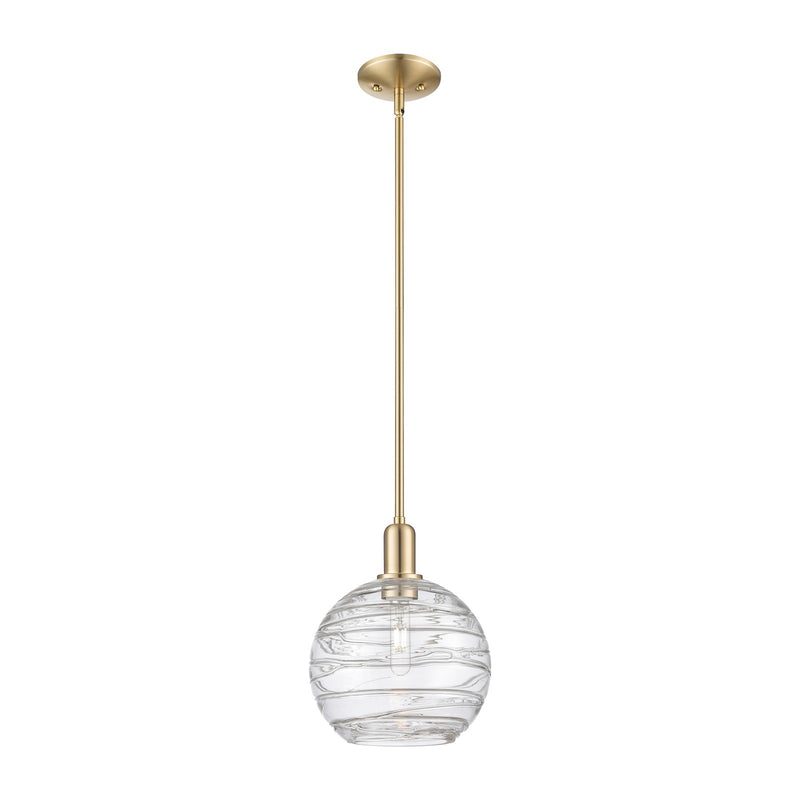 Innovations Athens Deco Swirl 10in 1-Light Mini Pendant | Industrial Champagne Bronze Steel and Clear Glass | Kitchen Island | Model 716-1S-CB-G1213-10CL