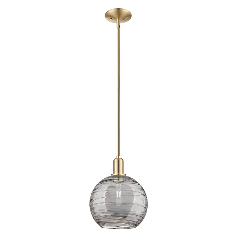 Innovations Lighting Athens Deco Swirl 10in 1-Light Mini Pendant | Industrial Champagne Bronze Steel and Light Smoke Glass | Model 716-1S-CB-G1213-10SM