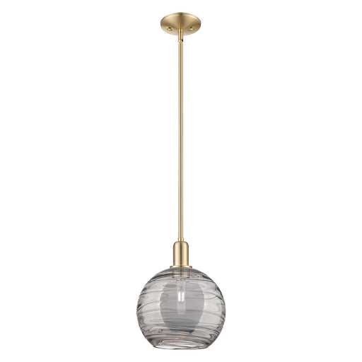 Innovations Lighting Athens Deco Swirl 10in 1-Light Mini Pendant | Industrial Champagne Bronze Steel and Light Smoke Glass | Model 716-1S-CB-G1213-10SM