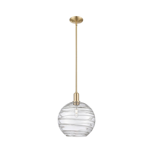 Innovations Athens Deco Swirl 12in 1-Light Mini Pendant | Industrial Champagne Bronze Steel and Clear Deco Swirl Glass | Model 716-1S-CB-G1213-12CL