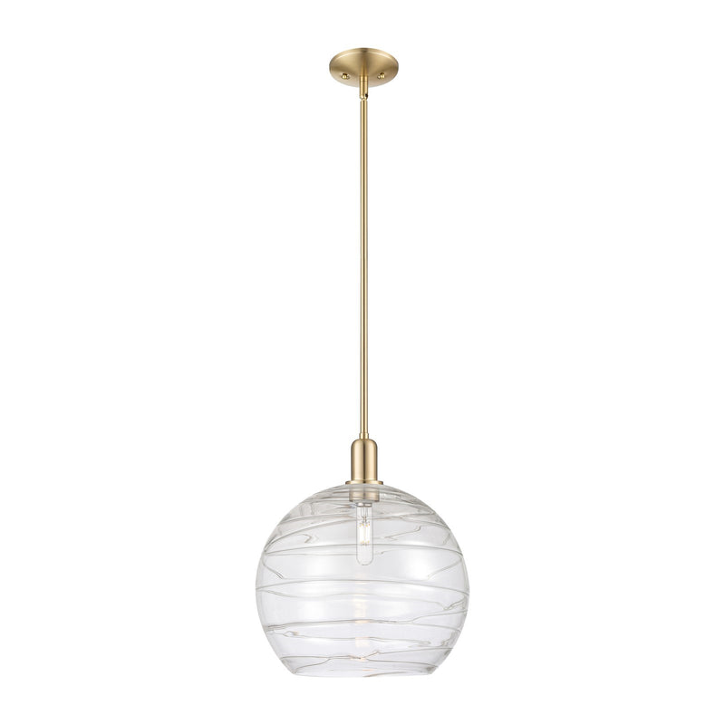 Innovations Athens Deco Swirl 14in 1-Light Mini Pendant | Industrial Champagne Bronze Steel and Clear Glass | Kitchen Island | Model 716-1S-CB-G1213-14CL