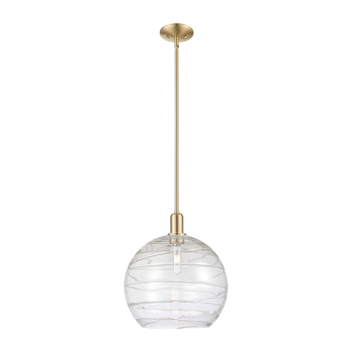 Innovations Athens Deco Swirl 14in 1-Light Mini Pendant | Industrial Champagne Bronze Steel and Clear Glass | Kitchen Island | Model 716-1S-CB-G1213-14CL