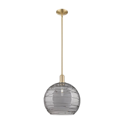 Innovations Athens Deco Swirl 14in 1-Light Mini Pendant | Industrial Champagne Bronze Steel and Light Smoke Glass | Kitchen | Model 716-1S-CB-G1213-14SM