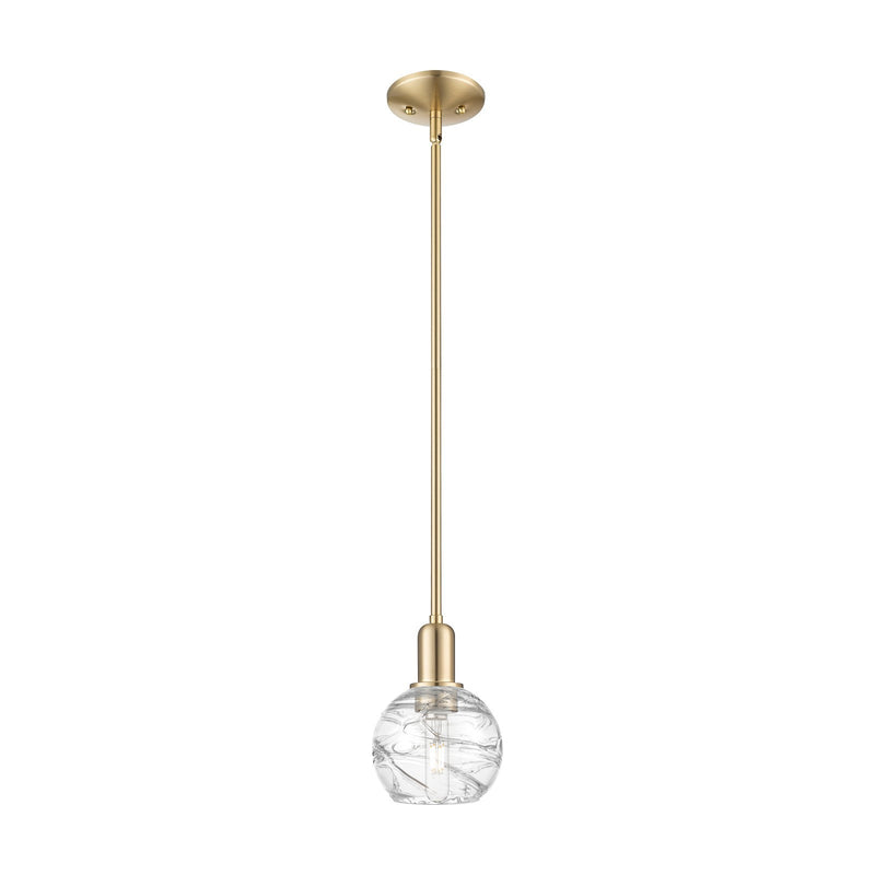 Innovations Athens Deco Swirl 6in 1-Light Mini Pendant | Industrial Champagne Bronze Steel and Clear Glass | Kitchen Island & | Model 716-1S-CB-G1213-6CL