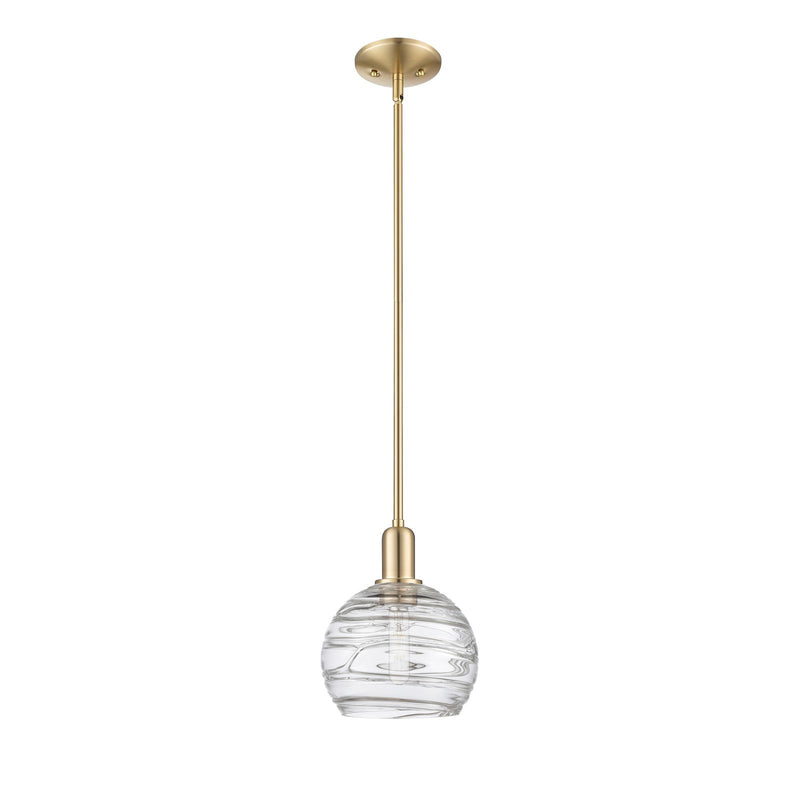 Innovations Athens Deco Swirl 8in 1-Light Mini Pendant | Industrial Champagne Bronze Steel and Clear Deco Swirl Glass | Model 716-1S-CB-G1213-8CL