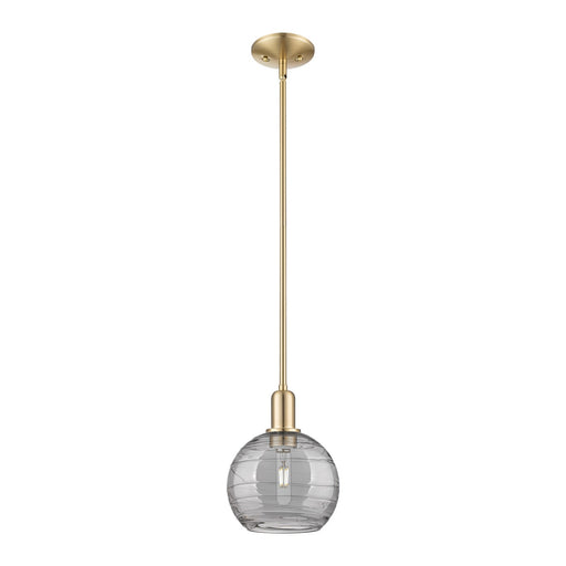 Innovations Athens Deco Swirl 8in 1-Light Mini Pendant | Industrial Champagne Bronze Steel and Light Smoke Glass | Kitchen | Model 716-1S-CB-G1213-8SM