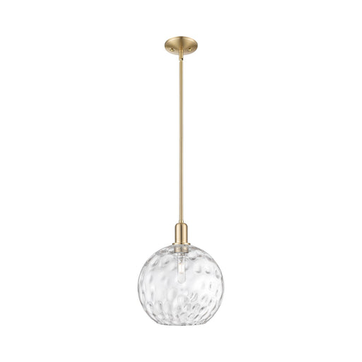 Innovations Athens Water Glass 12in 1-Light Mini Pendant | Industrial Champagne Bronze Steel and Clear Glass | Kitchen Island & | Model 716-1S-CB-G1215-12