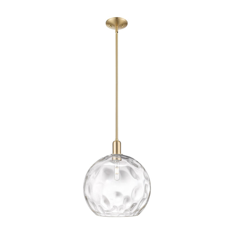 Innovations Athens Water Glass 13in 1-Light Mini Pendant | Industrial Champagne Bronze Steel and Clear Glass | Kitchen Island & | Model 716-1S-CB-G1215-14