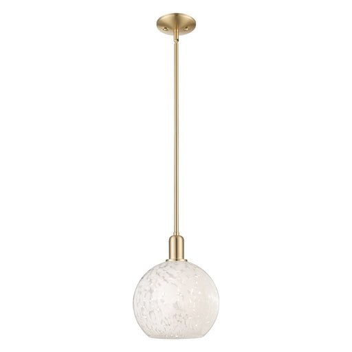 Innovations Lighting Arcadia 10in 1-Light Mini Pendant | Industrial Champagne Bronze Steel and White Mouchette Glass | Model 716-1S-CB-G1216-10WM