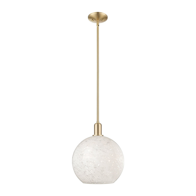 Innovations Arcadia 12in 1-Light Mini Pendant | Industrial Champagne Bronze Steel and White Mouchette Glass | Kitchen Island | Model 716-1S-CB-G1216-12WM