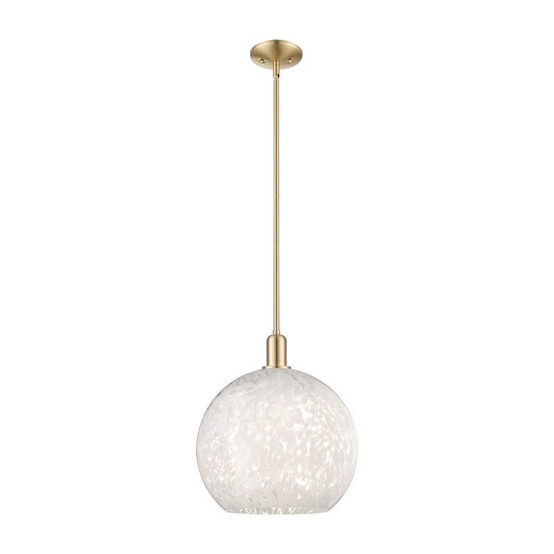 Innovations White Mouchette 14in 1-Light Mini Pendant | Industrial Champagne Bronze Steel and White Glass | Kitchen Island & | Model 716-1S-CB-G1216-14WM